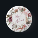 Bouton de la servante d'honneur Dusty Rose<br><div class="desc">Ce design romantique et intemporel présente un bouquet floral aux couleurs douces et aux accents botaniques. Tous les aspects de cette conception peuvent être modifiés (police,  taille du texte ou accents floraux déplacés/supprimés) pour répondre à vos besoins. Contactez-moi si vous avez besoin d'aide pour cette conception</div>