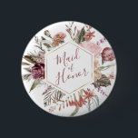 Bouton de la servante d'honneur Dusty Rose<br><div class="desc">Ce design romantique et intemporel présente un bouquet floral aux couleurs douces et aux accents botaniques. Tous les aspects de cette conception peuvent être modifiés (police,  taille du texte ou accents floraux déplacés/supprimés) pour répondre à vos besoins. Contactez-moi si vous avez besoin d'aide pour cette conception</div>