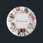 Bouton de la servante du Rose Dusty<br><div class="desc">Ce design romantique et intemporel présente un bouquet floral aux couleurs douces et aux accents botaniques. Tous les aspects de cette conception peuvent être modifiés (police,  taille du texte ou accents floraux déplacés/supprimés) pour répondre à vos besoins. Contactez-moi si vous avez besoin d'aide pour cette conception</div>