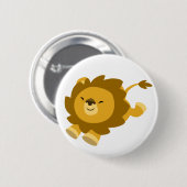 Bouton de Lion Cartoon Ecstatic Cute Badge (Devant & derrière)