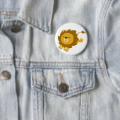 Bouton de Lion Cartoon Ecstatic Cute Badge (En situation)