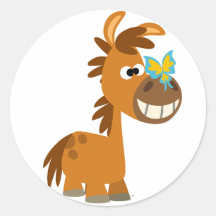 Bouton de papillon de caricature mignon Sticker