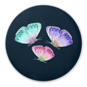 Bouton De Porte En Céramique 3 Jolies papillons d'aquarelle Pastel