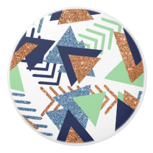 Bouton De Porte En Céramique 80s Couleur Abstraite   Monnaie d'or des Roses de 