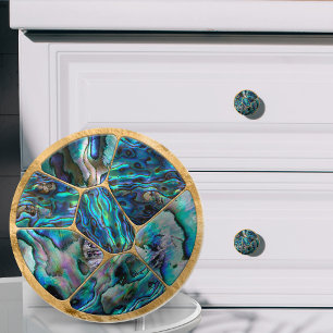 Bouton De Porte En Céramique Abalone Shell - Voronoi Cells Mosaic sur or