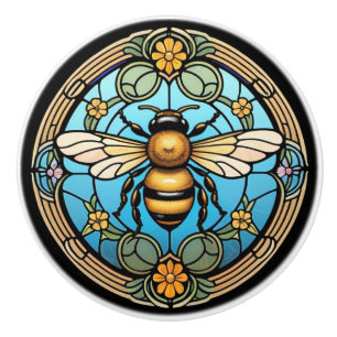 Bouton De Porte En Céramique Abeille de miel en verre