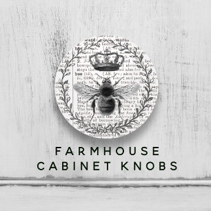 Bouton De Porte En Céramique Abeille Vintage moderne noire et blanche 🐝