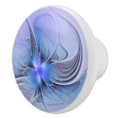 Bouton De Porte En Céramique Abstrait Art Fractal Lavande Bleu (Droite)