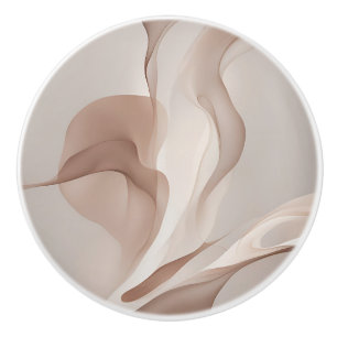 Bouton De Porte En Céramique Abstrait Art Neutres Beige
