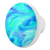 Bouton De Porte En Céramique Abstrait bleu turquoise (Droite)