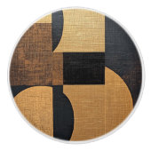 Bouton De Porte En Céramique Abstrait Burlap Texture Brown, noir & or (Devant)