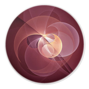 Bouton De Porte En Céramique Abstrait Élégant Moderne Art Fractal Vin Rouge