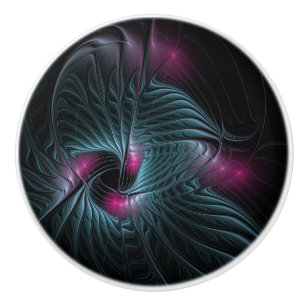 Bouton De Porte En Céramique Abstrait Imaginaire coloré fractal