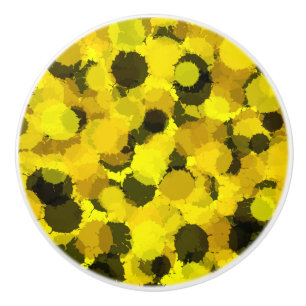 Bouton De Porte En Céramique Abstrait Motif de tournesol Inspirationnel