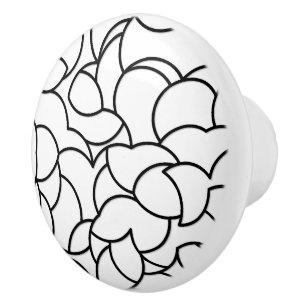 Bouton De Porte En Céramique Abstrait noir et blanc