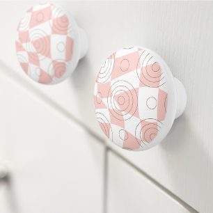 Bouton De Porte En Céramique Abstrait rose et blanc
