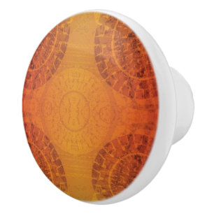 Bouton De Porte En Céramique Acceptation Médaillons de saumons rouges orange