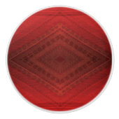 Bouton De Porte En Céramique Acceptation | Motif de Boho Eclectique Rouge (Devant)