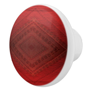 Bouton De Porte En Céramique Acceptation Motif de Boho Eclectique Rouge