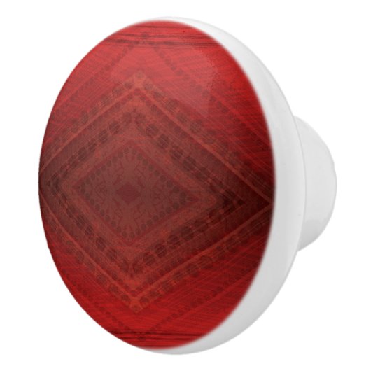 Bouton De Porte En Céramique Acceptation | Motif de Boho Eclectique Rouge (Droite)