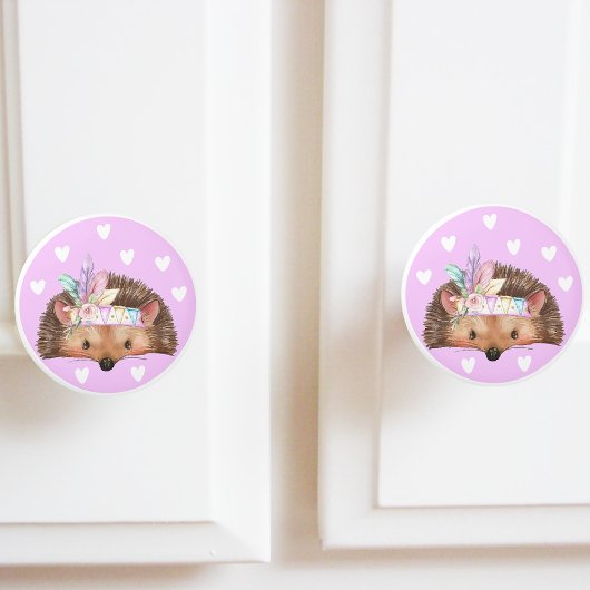 Bouton De Porte En Céramique Adorable Boho rose Chic Hérisson