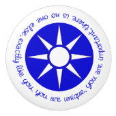 Bouton De Porte En Céramique affirmation positive Vous êtes unique bleu (Devant)