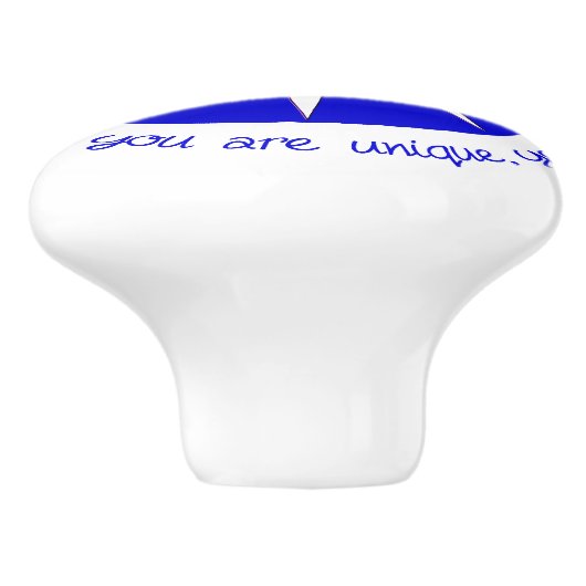 Bouton De Porte En Céramique affirmation positive Vous êtes unique bleu (Côté)