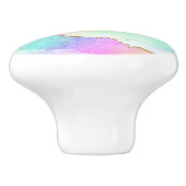Bouton De Porte En Céramique Agate Holo | Faux Iridescente Pastel Ombre Marble (Côté)