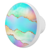 Bouton De Porte En Céramique Agate Holo | Faux Iridescente Pastel Ombre Marble (Droite)