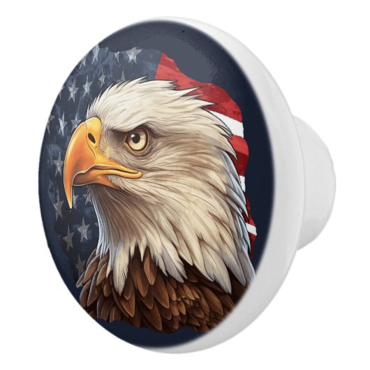 Bouton De Porte En Céramique Aigle à drapeau américain (Droite)