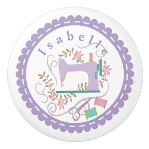 Bouton De Porte En Céramique Aimer Machine à coudre Blanc Lilac