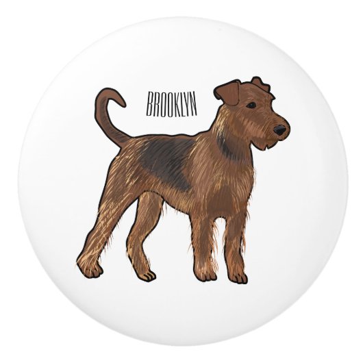 Bouton De Porte En Céramique Airedale terrier dog cartoon (Devant)