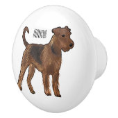 Bouton De Porte En Céramique Airedale terrier dog cartoon (Droite)