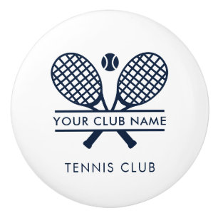 Bouton De Porte En Céramique Ajouter Votre Nom Club Tennis Team Navy Blue