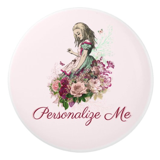 Bouton De Porte En Céramique Alice à Wonderland Blush Floral (Devant)