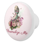 Bouton De Porte En Céramique Alice à Wonderland Blush Floral (Droite)
