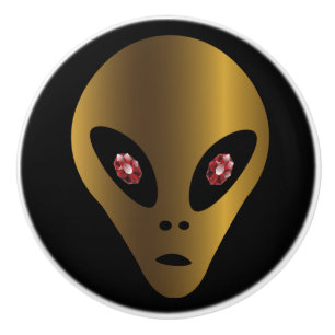 Bouton De Porte En Céramique Alien ancien du cercle de culture or