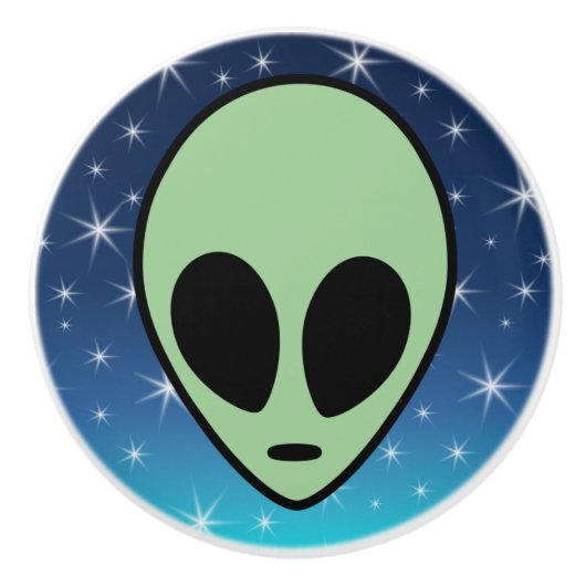 Bouton De Porte En Céramique Alien vert (Devant)