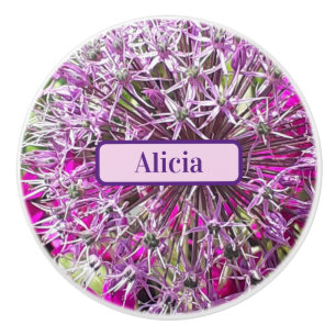 Bouton De Porte En Céramique Allium & Fleurs d'été personnalisées
