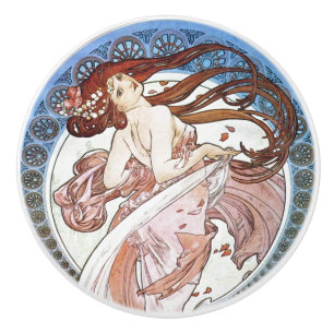 Bouton De Porte En Céramique Alphonse Mucha déesse