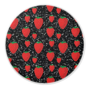 Bouton De Porte En Céramique Amants de fruits rouges élégants et doux fraises