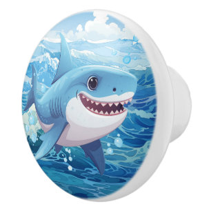 Bouton De Porte En Céramique Amateurs cool de requins de plage