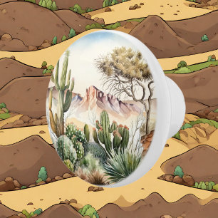 Bouton De Porte En Céramique amateurs de cactus du désert
