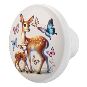 Bouton De Porte En Céramique Amateurs de cerfs de bois mignons Céramique