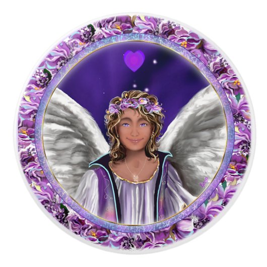 Bouton De Porte En Céramique Âme violette (Devant)