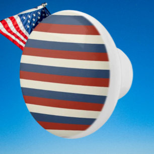 Bouton De Porte En Céramique American Stripes - Bouton en céramique