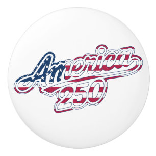 Bouton De Porte En Céramique Amérique 250 Drapeau Script Semiquincentennial Des