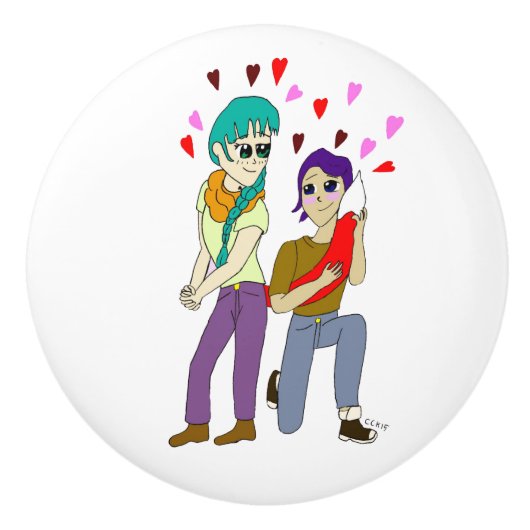 Bouton De Porte En Céramique amour de queue (Devant)