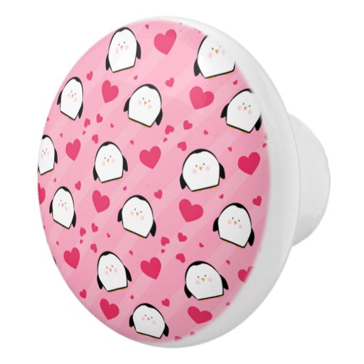 Bouton De Porte En Céramique Amour des pingouins (Droite)