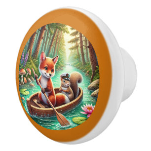 Bouton De Porte En Céramique Amoureux des animaux de thé